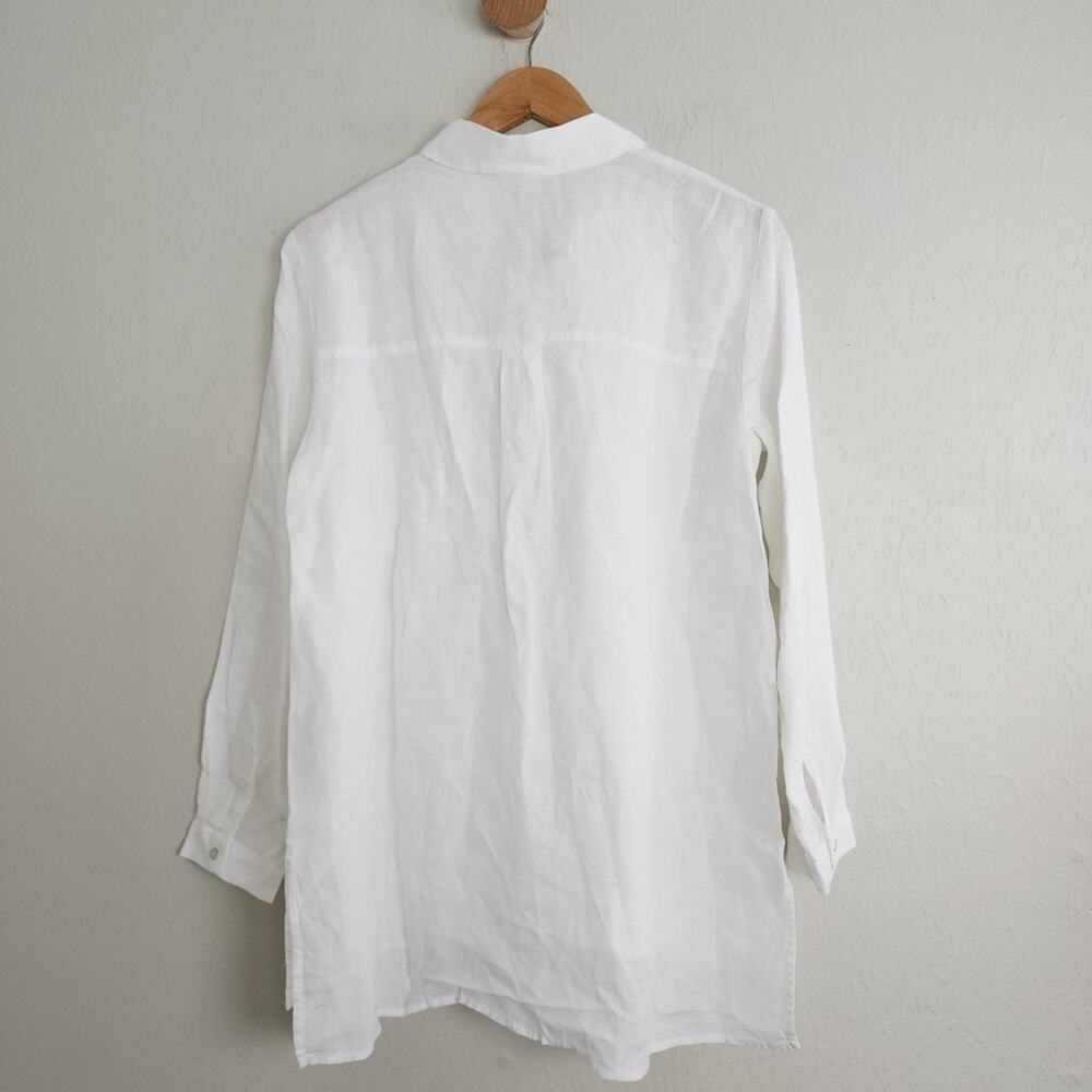 NWT Eileen Fisher White Organic Cotton Poplin Classic Collar Button Down - XS - Picture 13 of 13